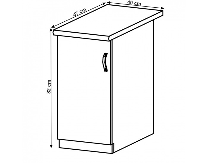 Dolná kuchynská skrinka Layla D40 L - sivá matná / biela