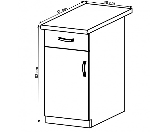 Dolná kuchynská skrinka Layla D40S1 L - sivá matná / biela
