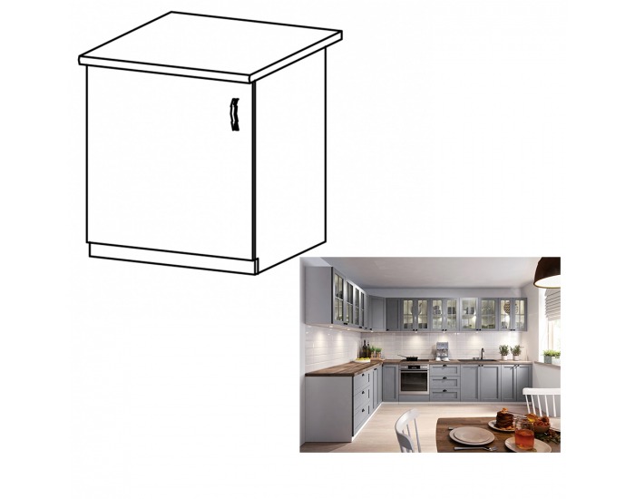 Dolná kuchynská skrinka Layla D601F L - sivá matná / biela