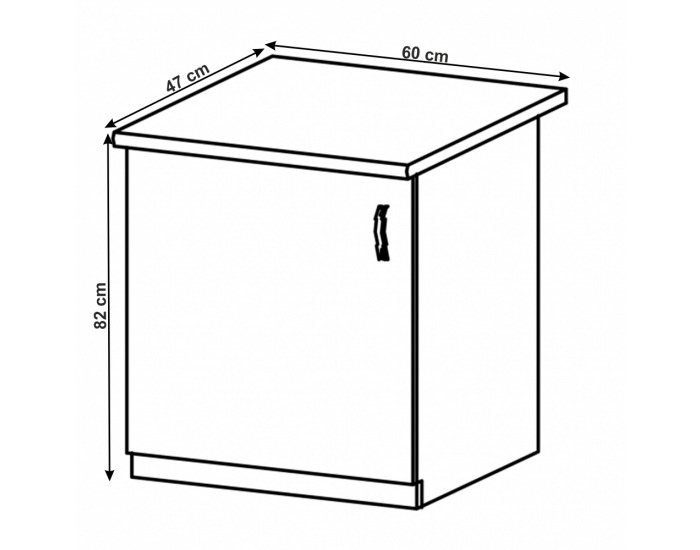 Dolná kuchynská skrinka Layla D601F L - sivá matná / biela