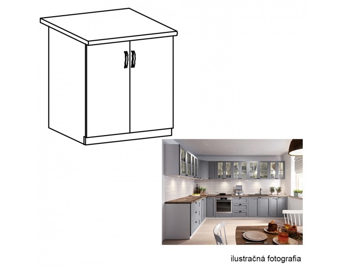 Dolná kuchynská skrinka Layla D80 - sivá matná / biela