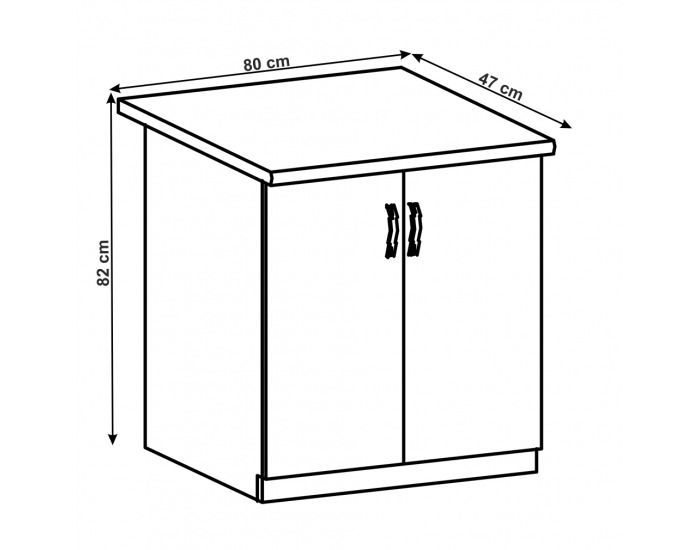 Dolná kuchynská skrinka Layla D80 - sivá matná / biela