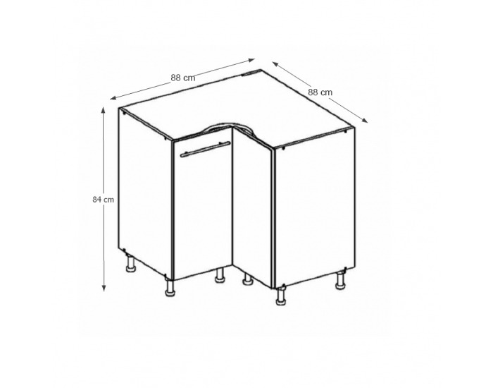Dolná rohová kuchynská skrinka Cyra New DN-90 - dub sonoma / biela
