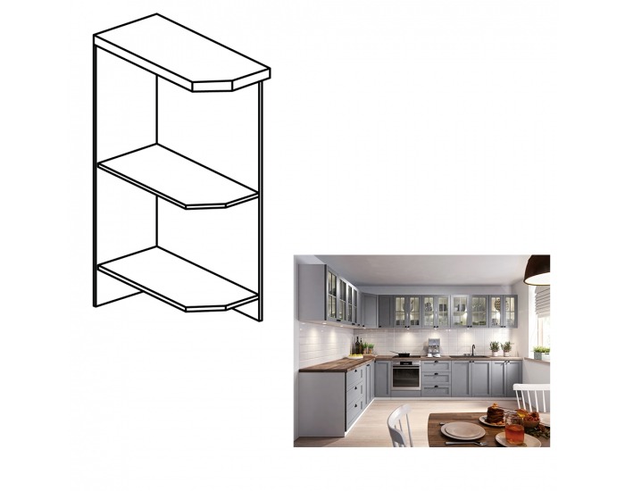 Dolná rohová kuchynská skrinka Layla D25PZ L - biela