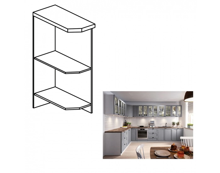 Dolná rohová kuchynská skrinka Layla D25PZ L - biela