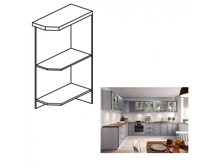 Dolná rohová kuchynská skrinka Layla D25PZ P - biela