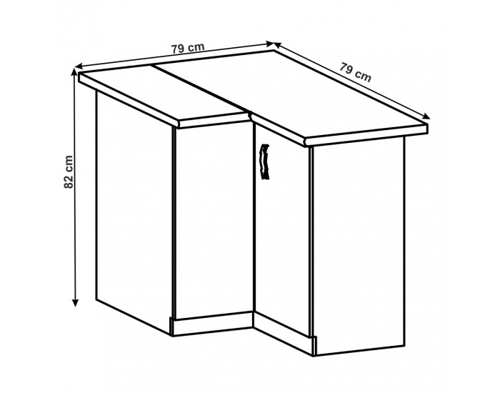 Dolná rohová kuchynská skrinka Layla D90N - sivá matná / biela