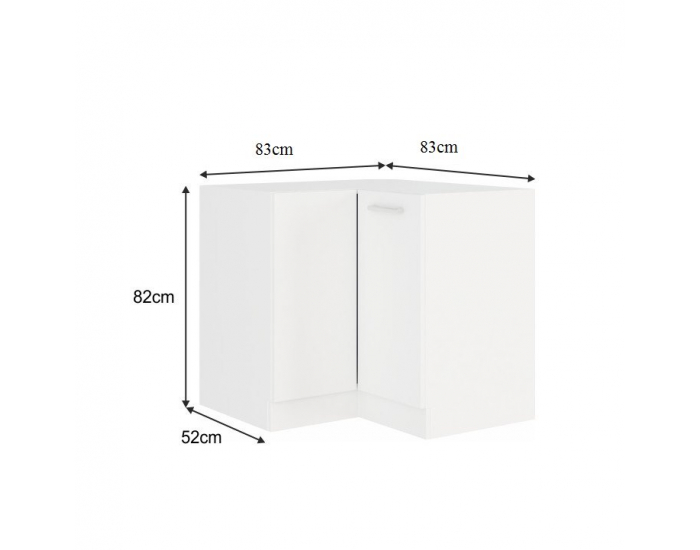 Dolná rohová kuchynská skrinka Split 89x89 DN 1F BB - biela