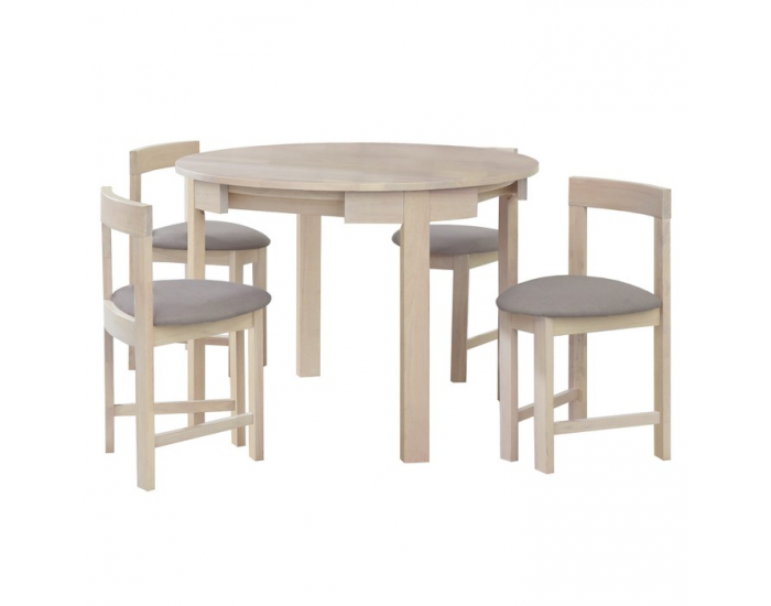 Jedálenský set Domio 1+4 - biela vzor drevo / sivobéžová