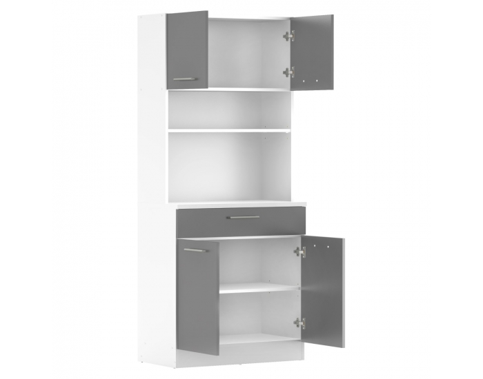 Štvordverový kredenc Domis New - biela / grafit