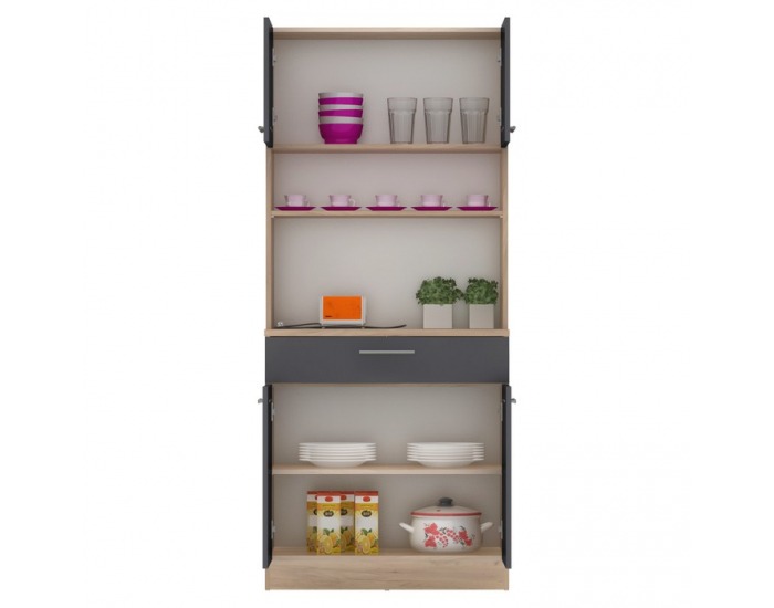 Štvordverový kredenc Domis New - dub artisan / grafit