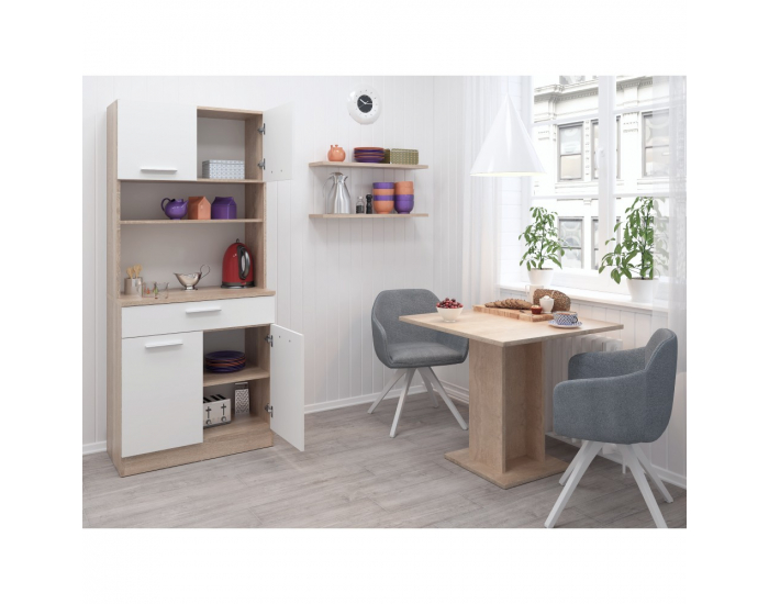 Štvordverový kredenc Domis New - dub sonoma / biela