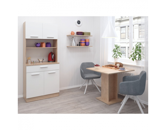 Štvordverový kredenc Domis New - dub sonoma / biela