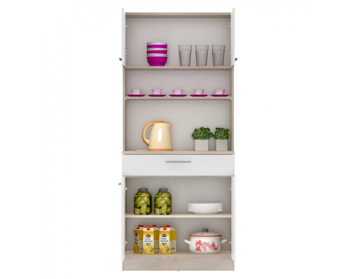 Štvordverový kredenc Domis New - dub sonoma / biela