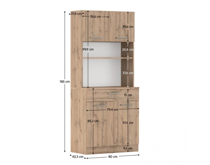 Štvordverový kredenc Domis New - dub wotan