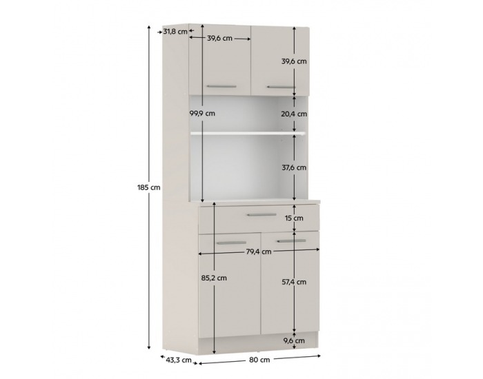 Štvordverový kredenc Domis New - kašmír