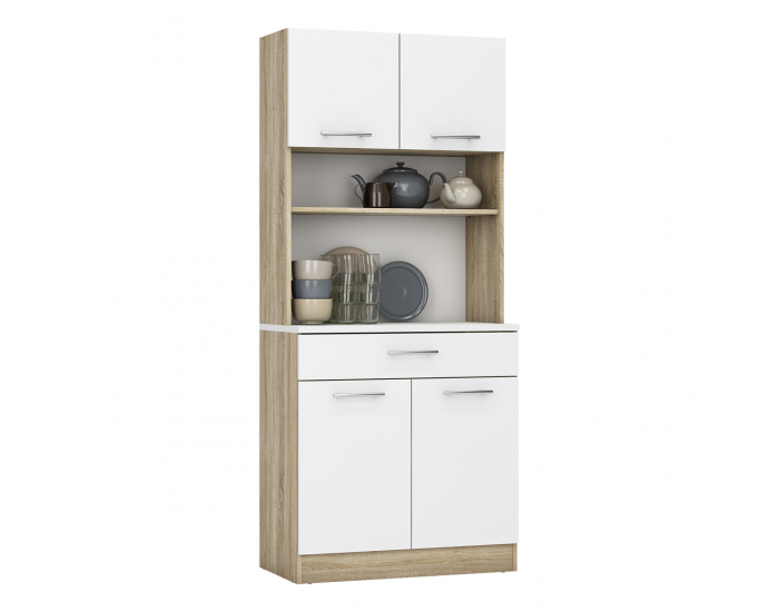 Štvordverový kredenc Domis New - dub sonoma / biela