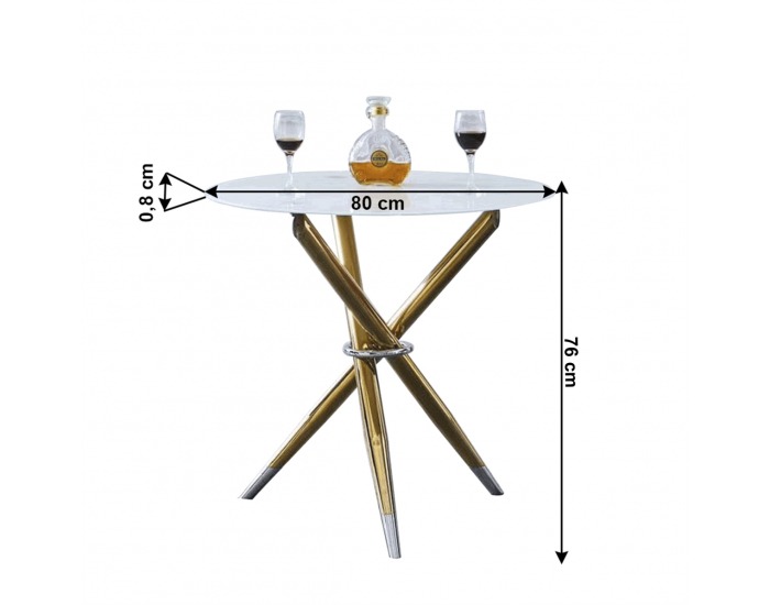 Okrúhly jedálenský stôl Donio - biela / zlatá
