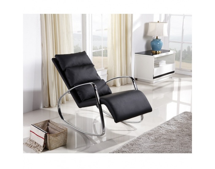 Hojdacie kreslo Dora - čierna / chróm