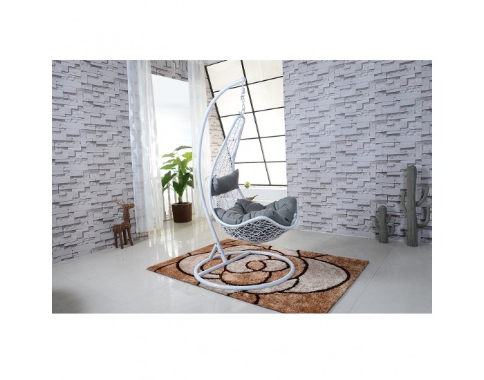 Závesné hojdacie kreslo Dorina - biela / sivá