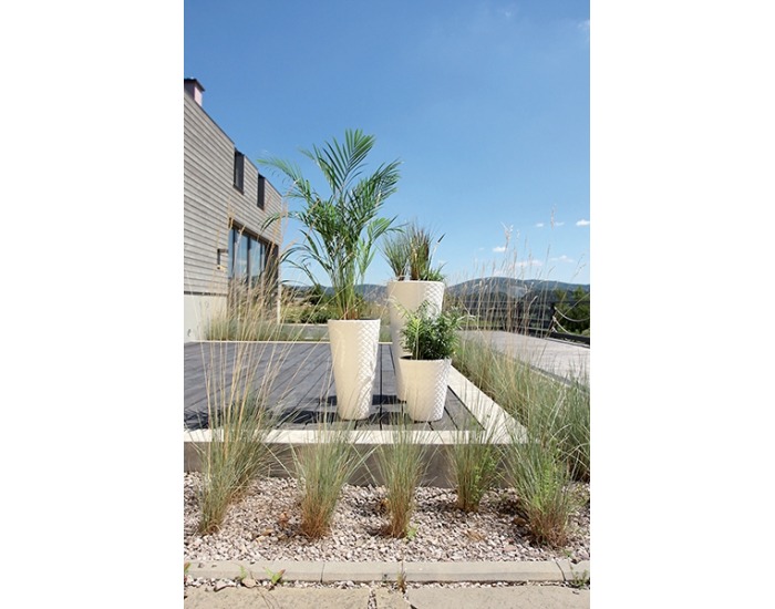 Vysoký plastový kvetináč DPMT400 40 cm - biela