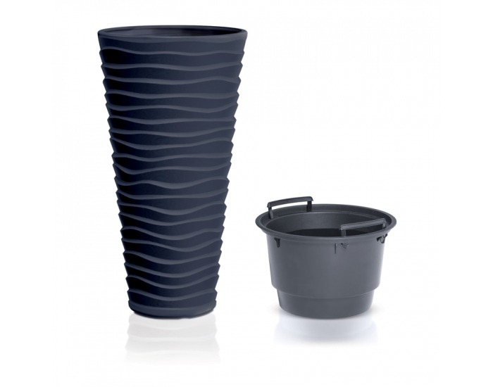 Vysoký plastový kvetináč DPSA400 38,7 cm - antracit