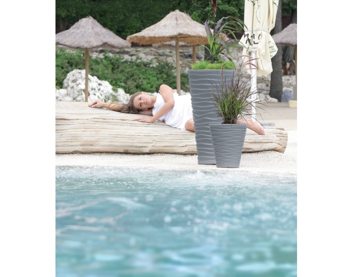 Vysoký plastový kvetináč DPSA400 38,7 cm - antracit