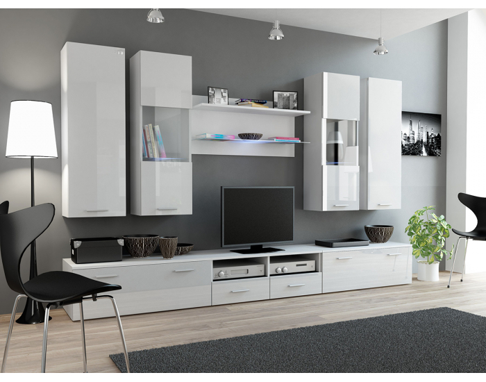 Obývacia stena Dream 2 - biely mat / biely lesk