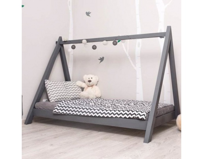 Drevená jednolôžková posteľ s roštom Grosi 90 - sivá