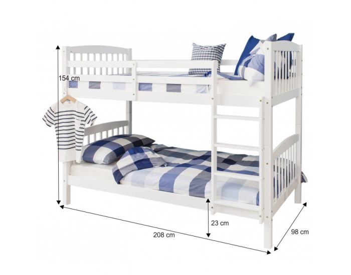 Drevená poschodová posteľ s roštami Ravelo 90 - biela