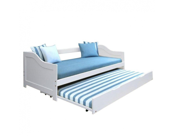 Drevená rozkladacia posteľ s prísteľkou Intro 90 - biela