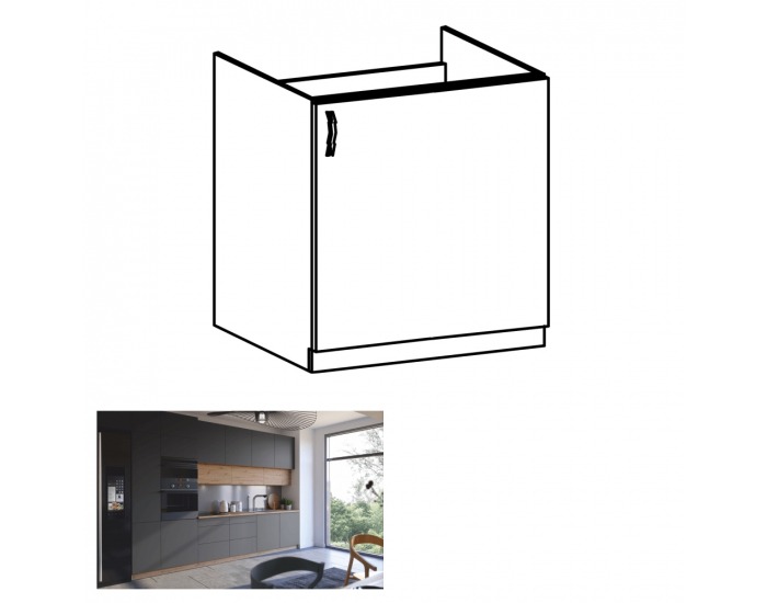 Drezová kuchynská skrinka Langen D60Z P - dub artisan / sivá