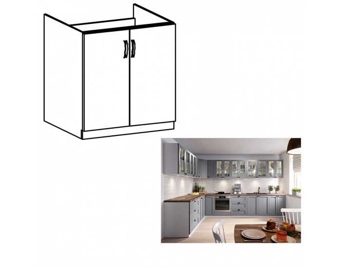 Drezová kuchynská skrinka Layla D80Z - sivá matná / biela