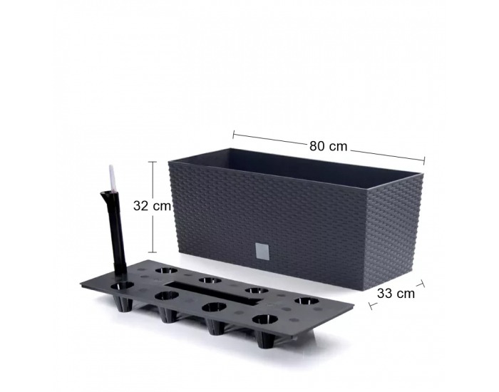 Samozavlažovací plastový kvetináč DRTC800 80 cm - antracit