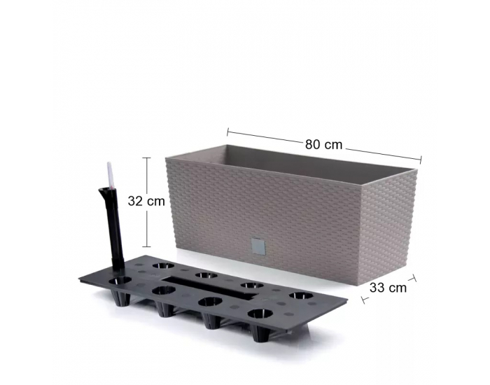 Samozavlažovací plastový kvetináč DRTC800 80 cm - mocca