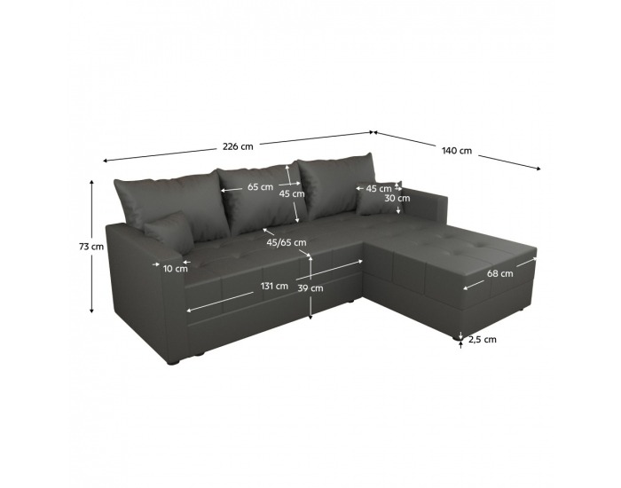 Rohová sedačka s rozkladom Duan Roh L/P - sivá