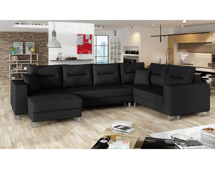Rohová sedačka U s rozkladom a úložným priestorom Duero P - čierna