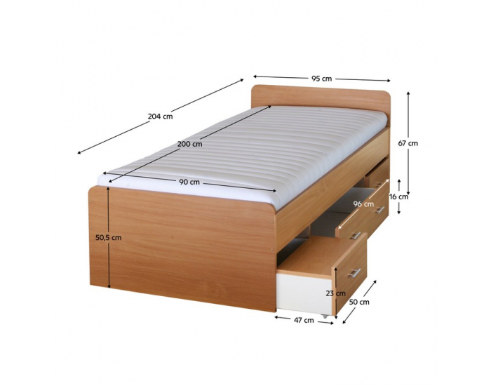 Posteľový rám s úložným priestorom Duet 80262 90 - buk