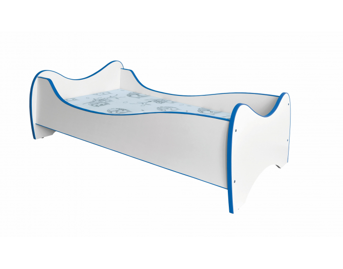Detská posteľ s roštom a matracom Duo - biela / modrá