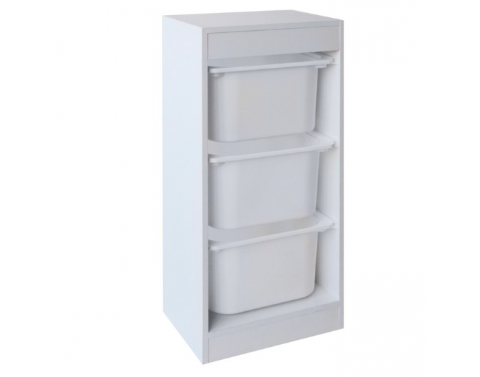 Regál s úložnými boxmi Duvan - biela