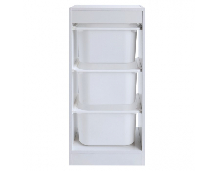 Regál s úložnými boxmi Duvan - biela