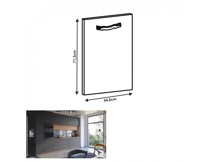 Dvierka na umývačku Langen 44x71,3 cm - sivá matná