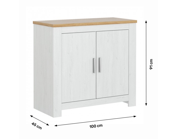 Dvojdverová komoda Rene 100 - biela andersen / dub bernstein