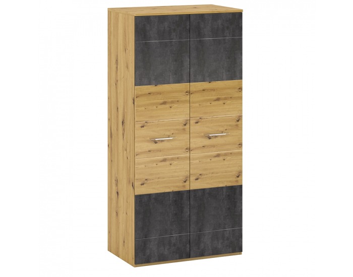 Dvojdverová šatníková skriňa Eridan Q - dub artisan / sivý betón