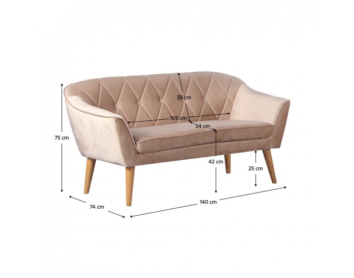 Dvojsedačka Nosel - béžová / prírodná