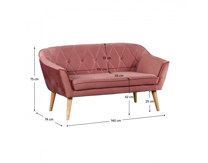 Dvojsedačka Nosel - ružová / prírodná