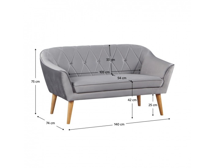 Dvojsedačka Nosel - sivá / prírodná