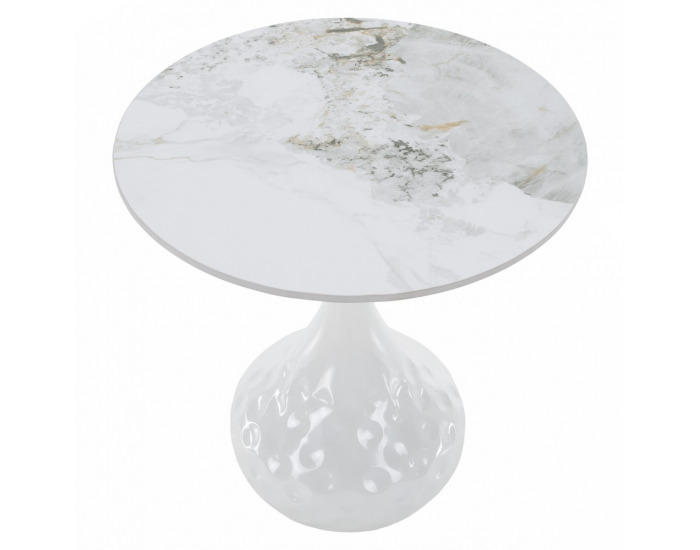 Konferenčný stolík Ebrel - biely mramor / biela