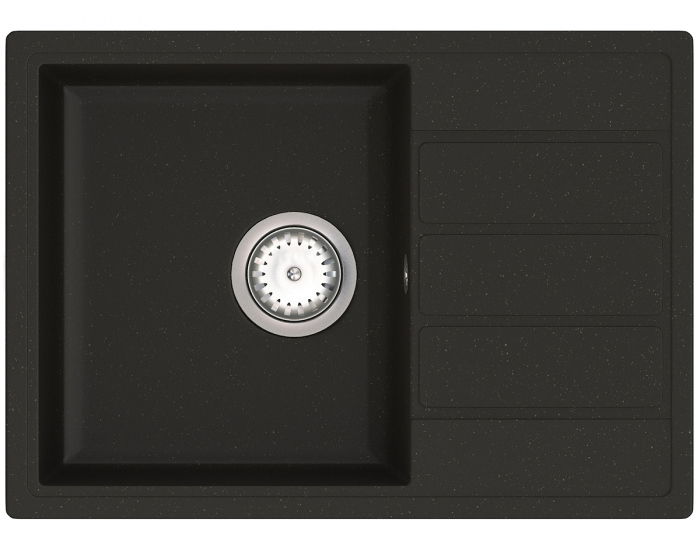 Granitový kuchynský drez so sifónom Eden ENB 02-62 61x43,5 cm - čierna