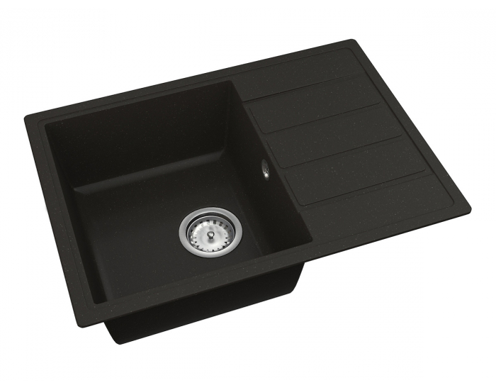 Granitový kuchynský drez so sifónom Eden ENB 02-62 61x43,5 cm - čierna